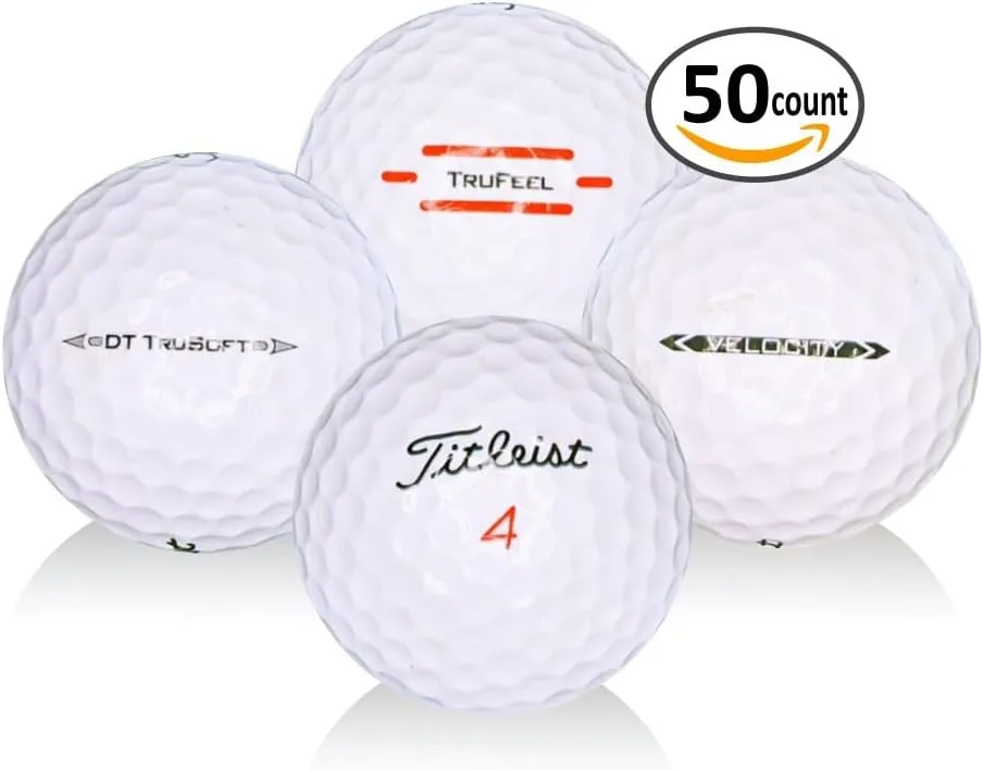 Afford-A-Ball Golf. (50 Pack) Recycled for Titleist Miscellaneous Mix. White Golf Balls. Golf Supplies for Men & Women. Best Budget Golf Balls.