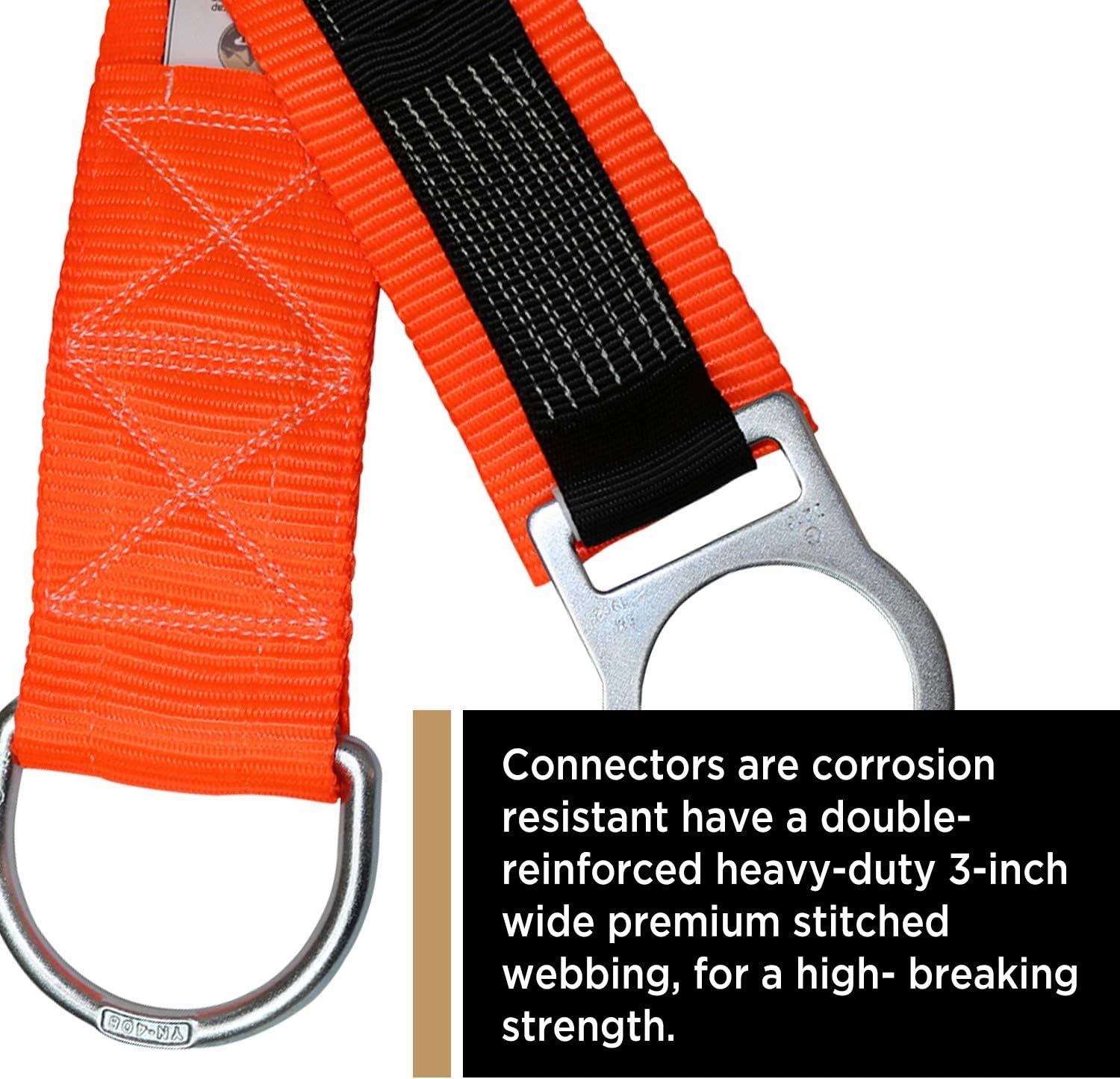 AFP 3’ Cross Arm Strap Premium Heavy-Duty Pass-Through Double Steel Ring, Safety Fall Protection Anchorage Connector (OSHA/ANSI) PPE 1 Pack