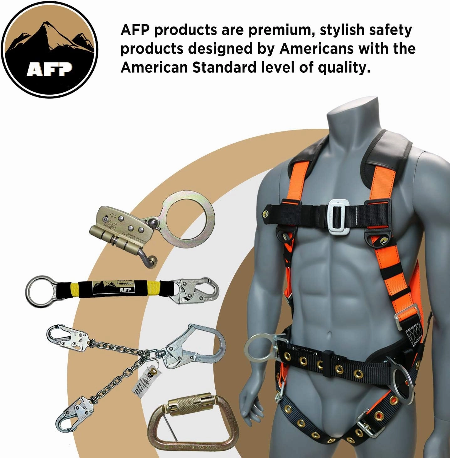 AFP 3’ Cross Arm Strap Premium Heavy-Duty Pass-Through Double Steel Ring, Safety Fall Protection Anchorage Connector (OSHA/ANSI) PPE 1 Pack