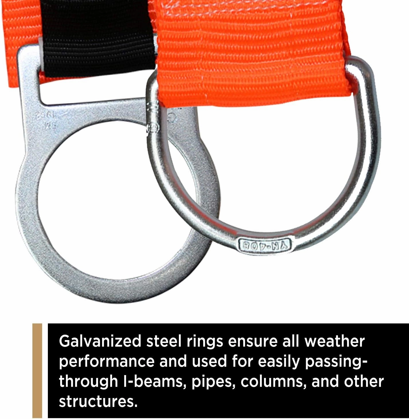 AFP 3’ Cross Arm Strap Premium Heavy-Duty Pass-Through Double Steel Ring, Safety Fall Protection Anchorage Connector (OSHA/ANSI) PPE 1 Pack
