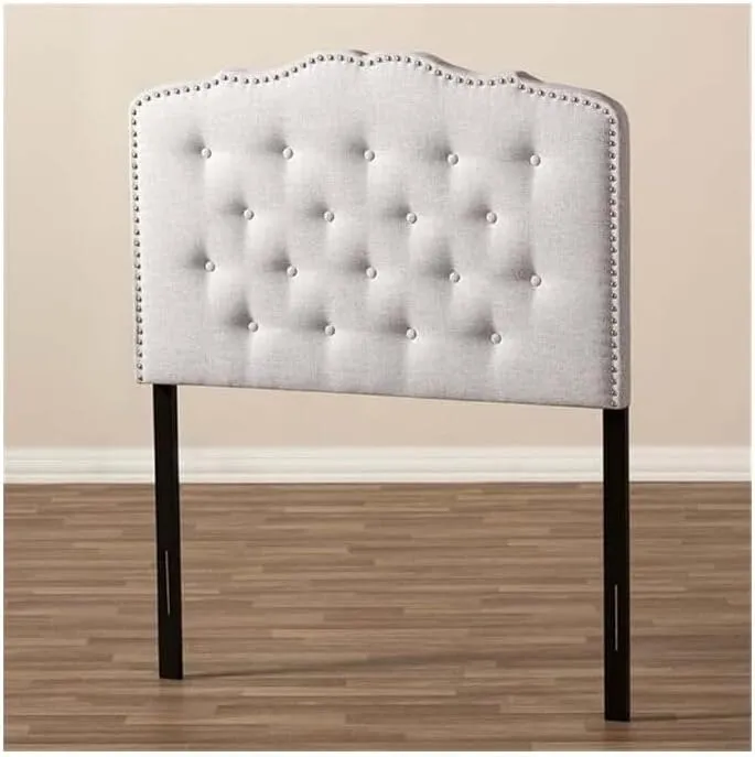 African Artistry Modern and Contemporary Upholestered Fabric with Button Tufted Headboard Twin/Greyish Beige