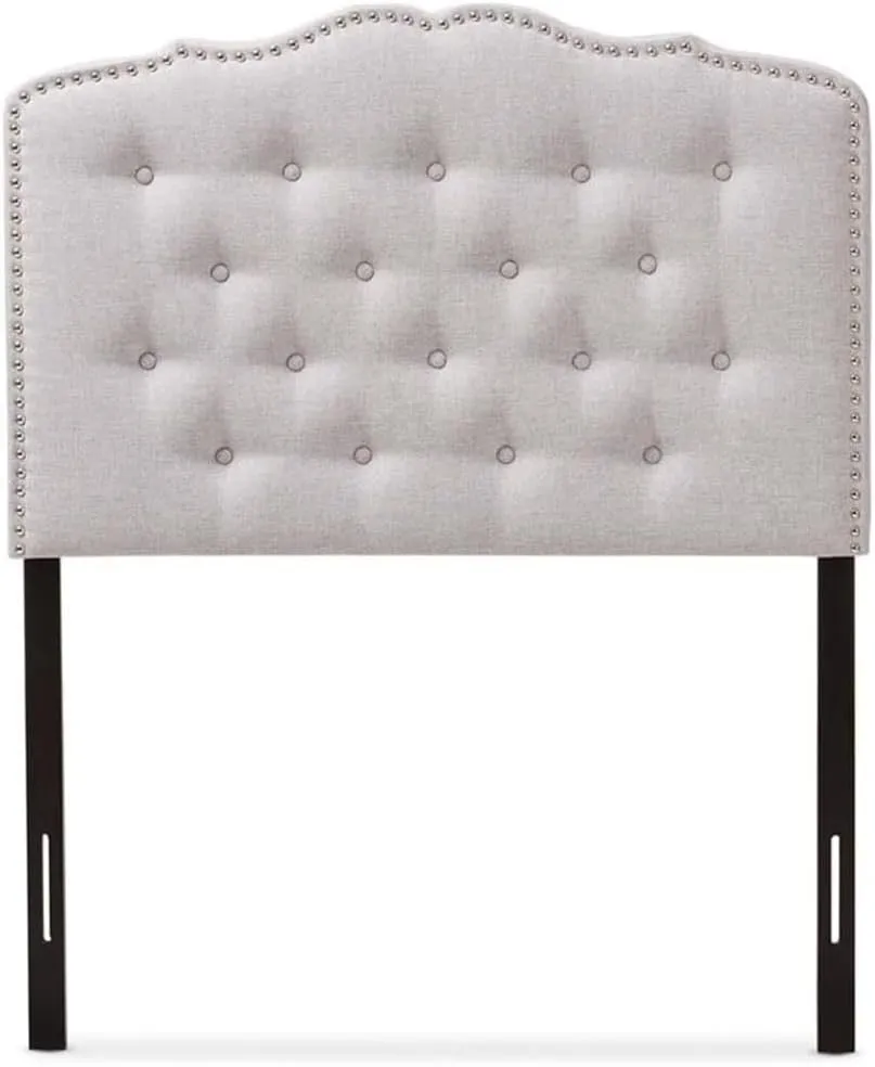 African Artistry Modern and Contemporary Upholestered Fabric with Button Tufted Headboard Twin/Greyish Beige