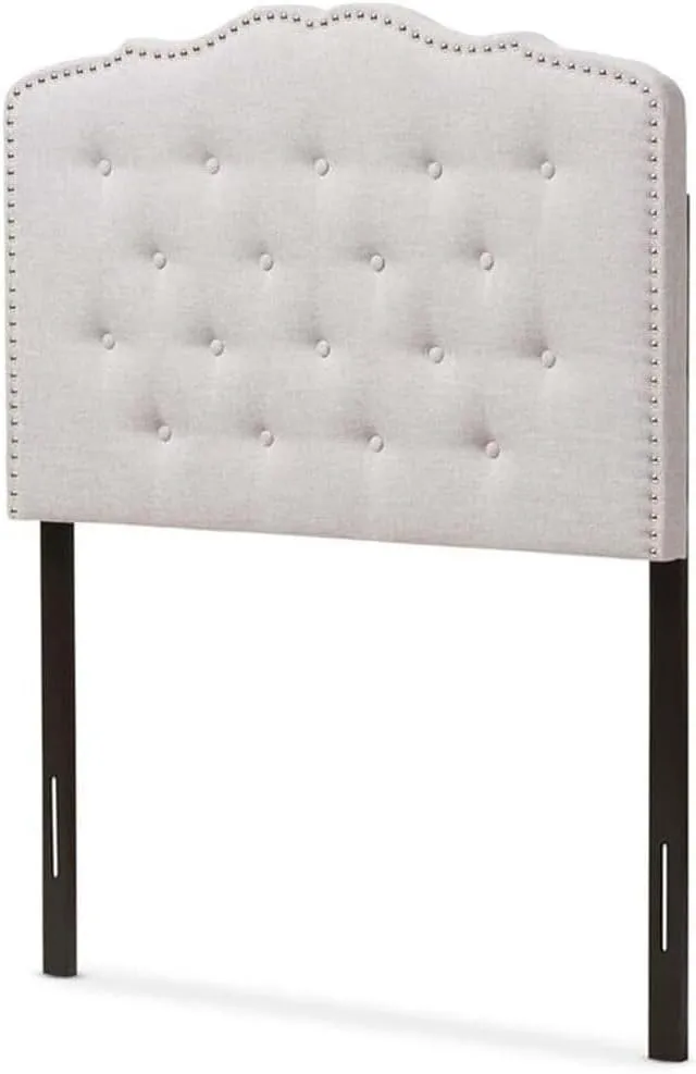 African Artistry Modern and Contemporary Upholestered Fabric with Button Tufted Headboard Twin/Greyish Beige