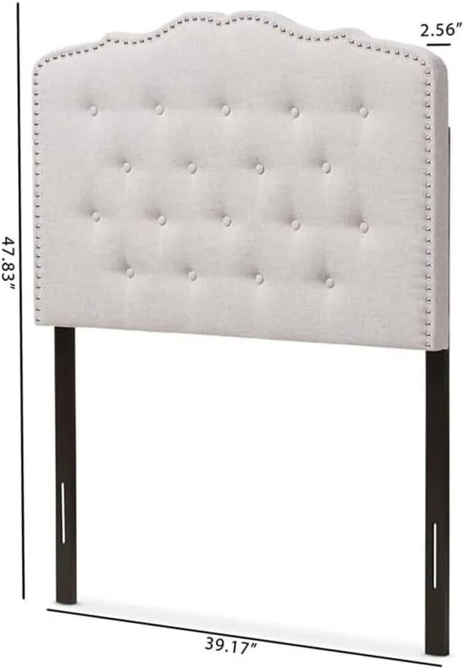 African Artistry Modern and Contemporary Upholestered Fabric with Button Tufted Headboard Twin/Greyish Beige