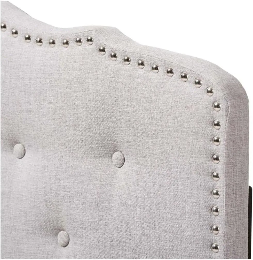 African Artistry Modern and Contemporary Upholestered Fabric with Button Tufted Headboard Twin/Greyish Beige