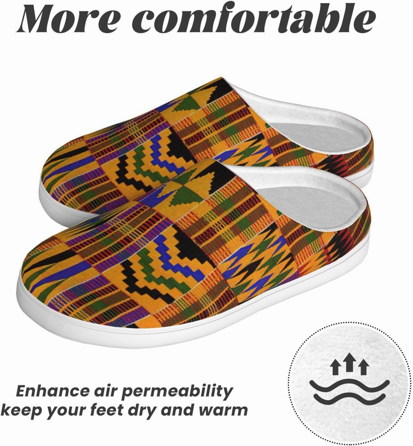 African Ethnic Pattern print Men's Women's Slippers Comfort Closed Toe House Shoes Fall Winter Home Slippers Indoor Scuff