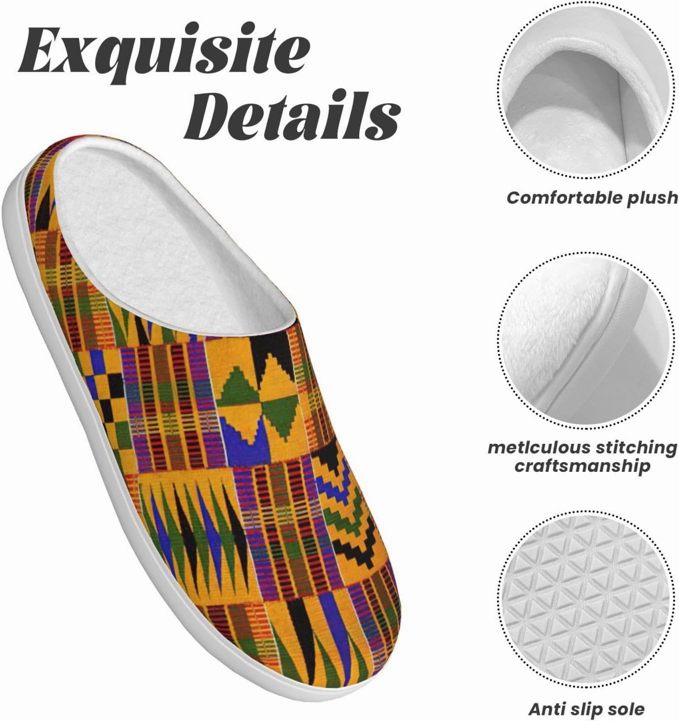 African Ethnic Pattern print Men's Women's Slippers Comfort Closed Toe House Shoes Fall Winter Home Slippers Indoor Scuff
