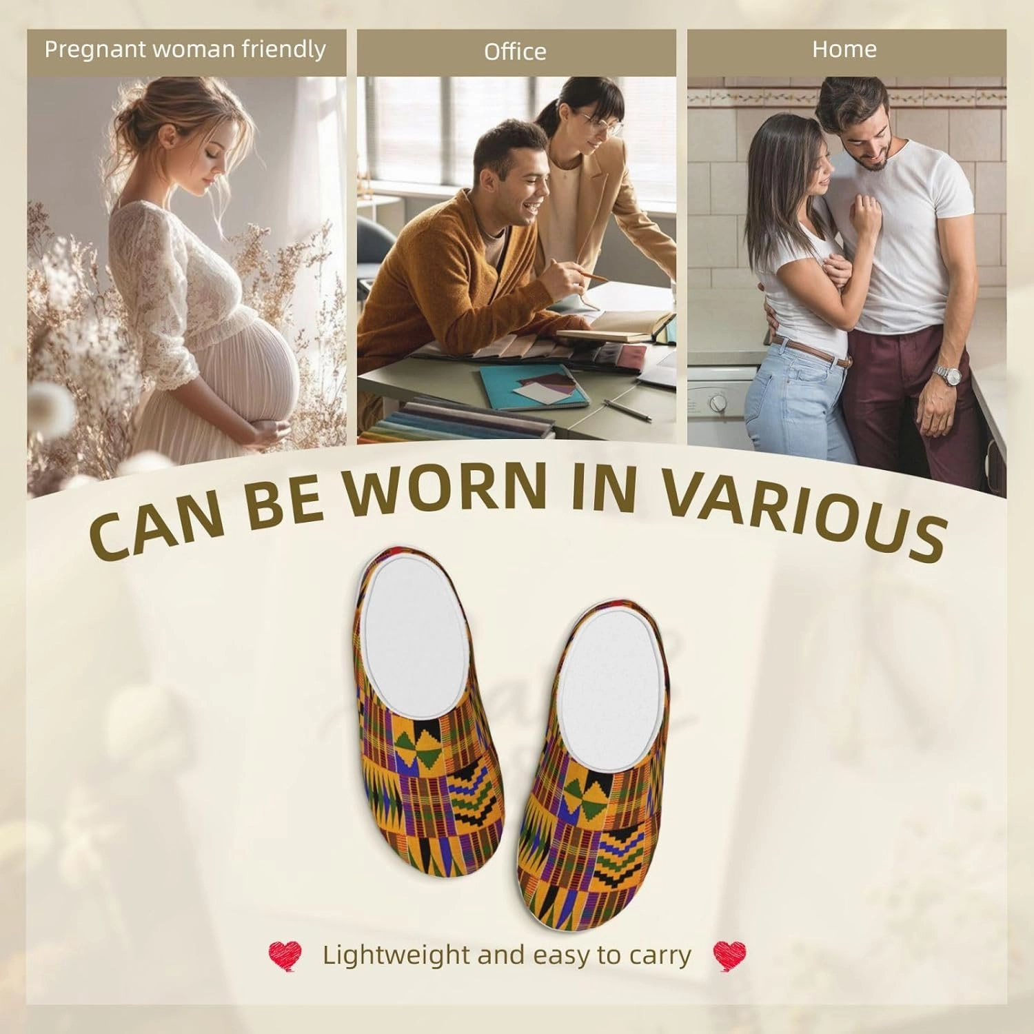 African Ethnic Pattern print Men's Women's Slippers Comfort Closed Toe House Shoes Fall Winter Home Slippers Indoor Scuff