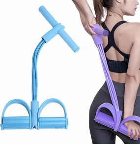 Aimierbuy Stirrup Puller, 21 Fitness Resistance Bands-4 Tube Pedal Ankle Puller, Ab Training Auxiliary Device with Handle, Multifunction Tension Rope for Arm and Leg Workouts