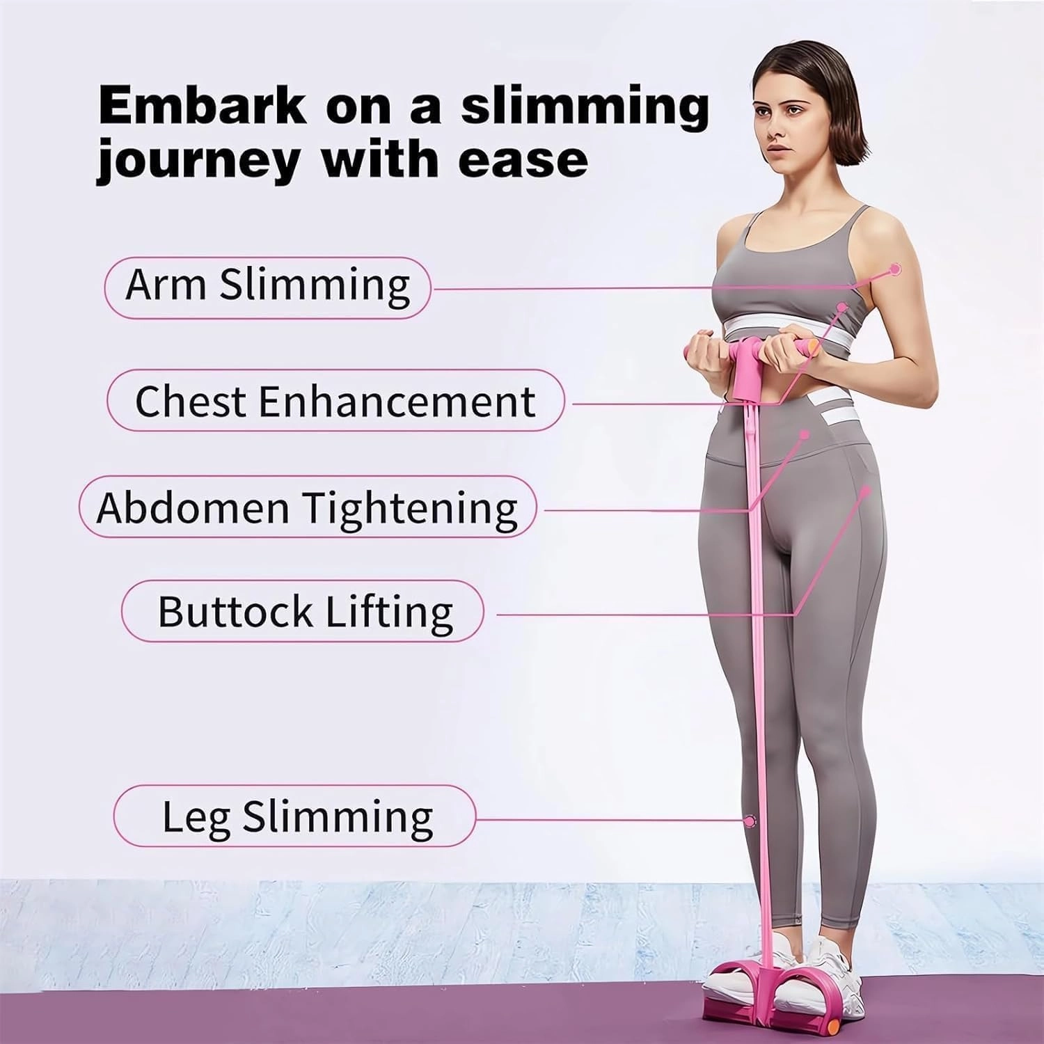 Aimierbuy Stirrup Puller, 21 Fitness Resistance Bands-4 Tube Pedal Ankle Puller, Ab Training Auxiliary Device with Handle, Multifunction Tension Rope for Arm and Leg Workouts