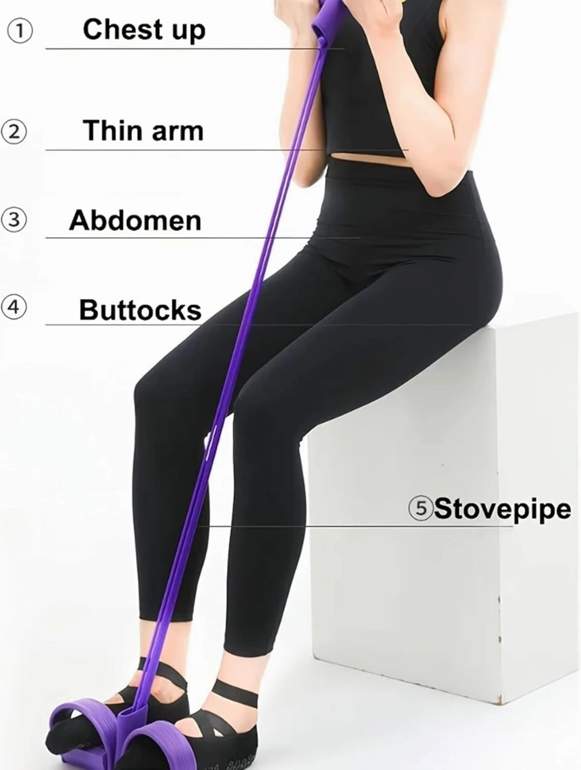 Aimierbuy Stirrup Puller, 21 Fitness Resistance Bands-4 Tube Pedal Ankle Puller, Ab Training Auxiliary Device with Handle, Multifunction Tension Rope for Arm and Leg Workouts