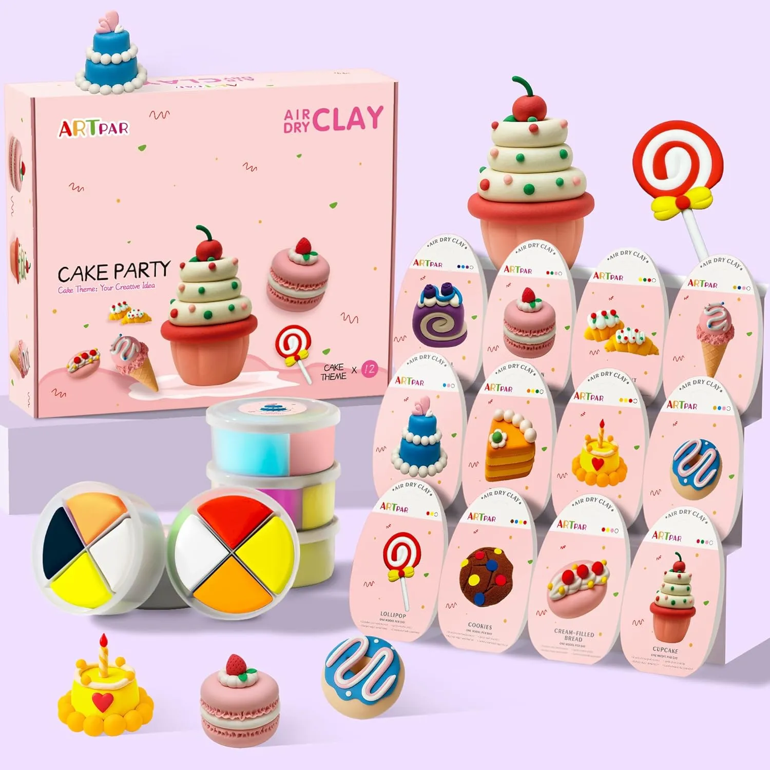 Air Dry Clay for Kids,Modeling Clay Kit,Model Magic Clay Sculpting Tools Set,Ultra Light & Soft, Safe Non-Toxic | 12 Box DIY Art and Crafts School Projects, Home Party Favors for Boys & Girls