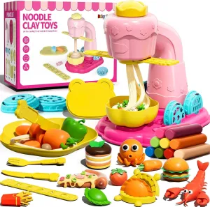 Air Dry Clay Kit for Kids, 51 PCS DIY Soft Magic Modeling Clay for Kids with Tools & Noodle Machine, Noodle Air Dry Clay Toys Craft Project Gifts for Boys Girls Toddlers 3 4 5 6 7 8 9 Years Olds