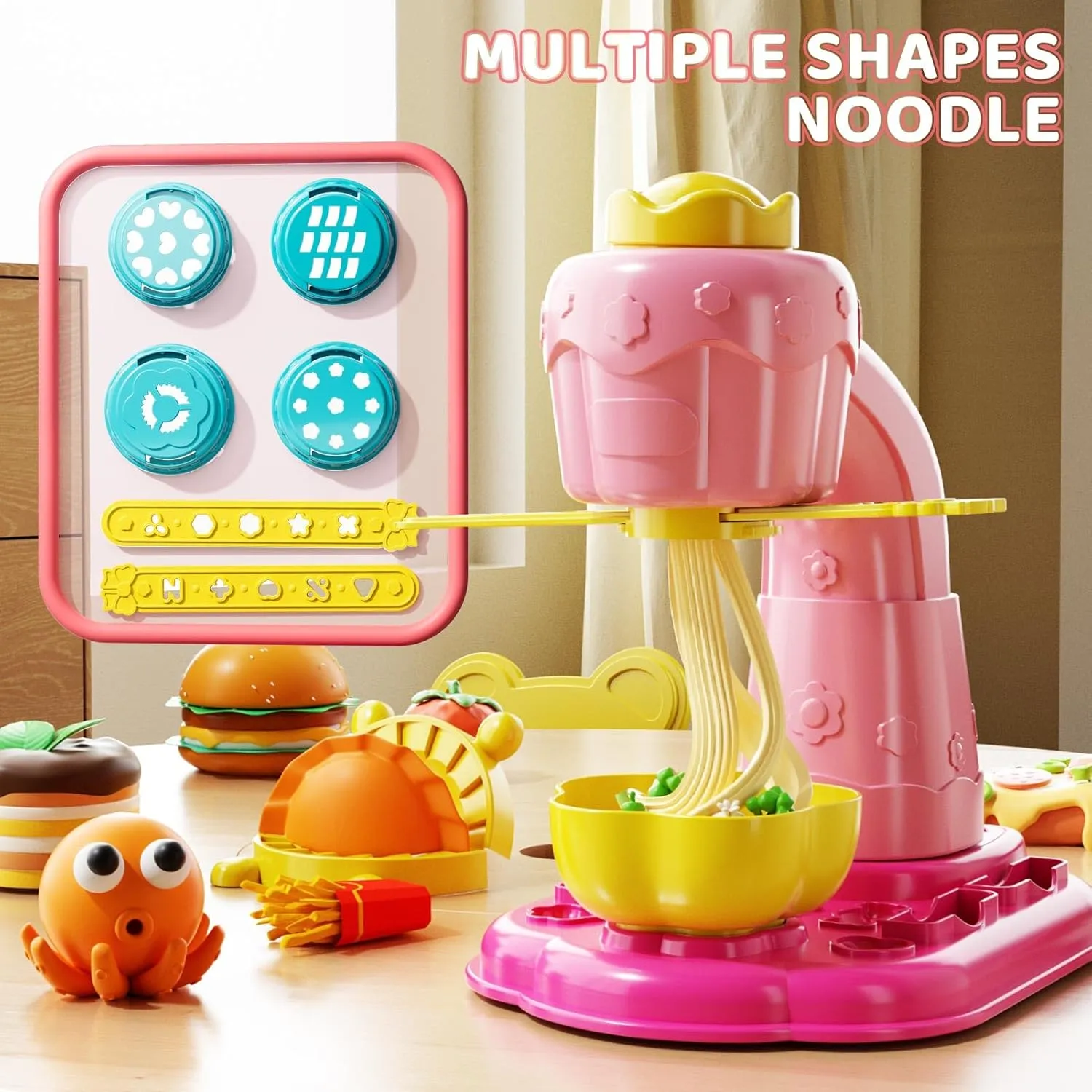 Air Dry Clay Kit for Kids, 51 PCS DIY Soft Magic Modeling Clay for Kids with Tools & Noodle Machine, Noodle Air Dry Clay Toys Craft Project Gifts for Boys Girls Toddlers 3 4 5 6 7 8 9 Years Olds