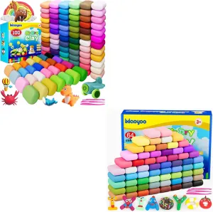 Air Dry Clay Set, 164Pcs Modeling Clay for Kids, DIY Model Magic Clay, Soft and Non-Sticky, Colorful Clay Starter kit withTools & Accessories, Ideal Gift for Kids (100 64Colors)