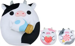 AIROTO Mother Cow Plush Toy with Twin Calves, Soft Cuddly Stuffed Animal Set for Boys and Girls, Mommy Cow with Baby Calves and Milk Bottle for Birthday (Black & White)