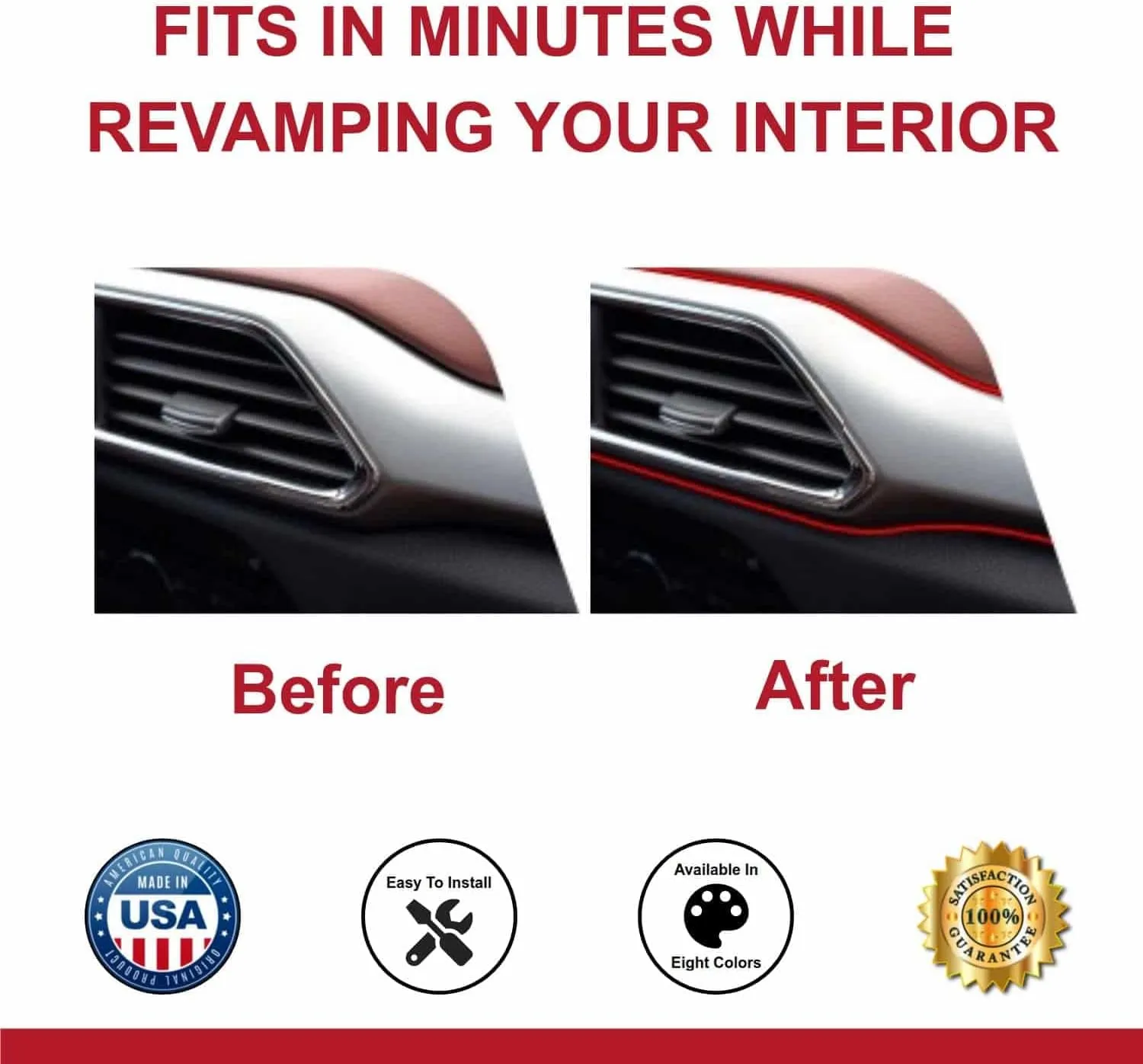 All-Fit Automotive Car Gap Filler – 10 Ft Chrome Trim Molding for Car Accessories Interior – Universal, Flexible Car Interior Accessories for Dashboards, Panels, & Air Vents – Easy DIY Installation