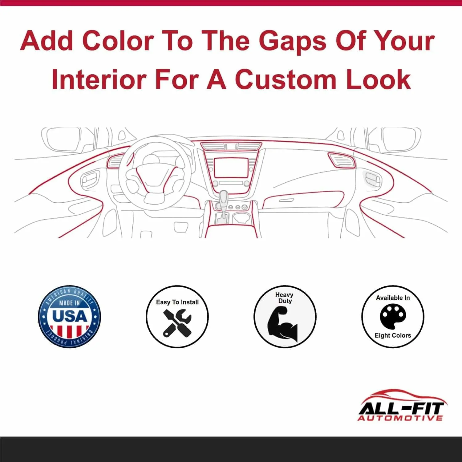All-Fit Automotive Car Gap Filler – 10 Ft Chrome Trim Molding for Car Accessories Interior – Universal, Flexible Car Interior Accessories for Dashboards, Panels, & Air Vents – Easy DIY Installation