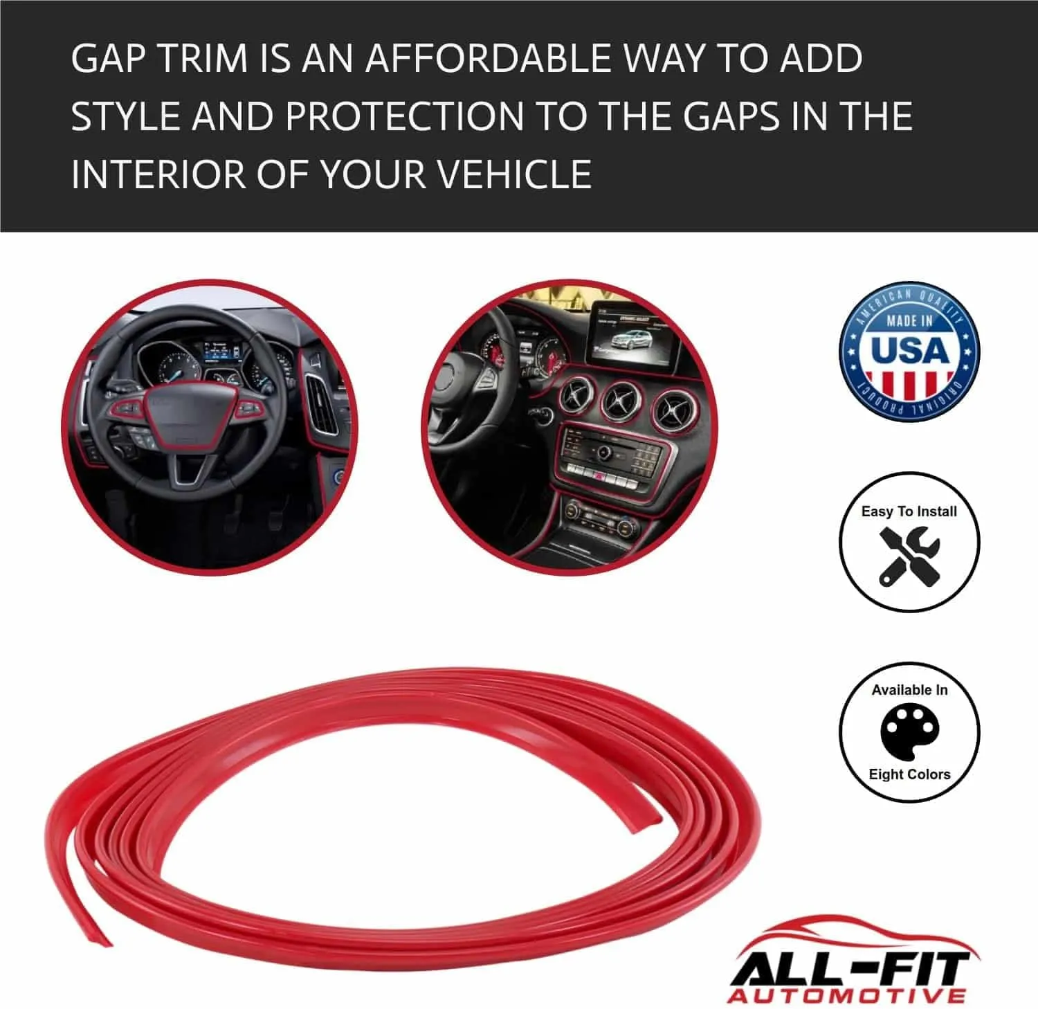 All-Fit Automotive Car Gap Filler – 10 Ft Chrome Trim Molding for Car Accessories Interior – Universal, Flexible Car Interior Accessories for Dashboards, Panels, & Air Vents – Easy DIY Installation