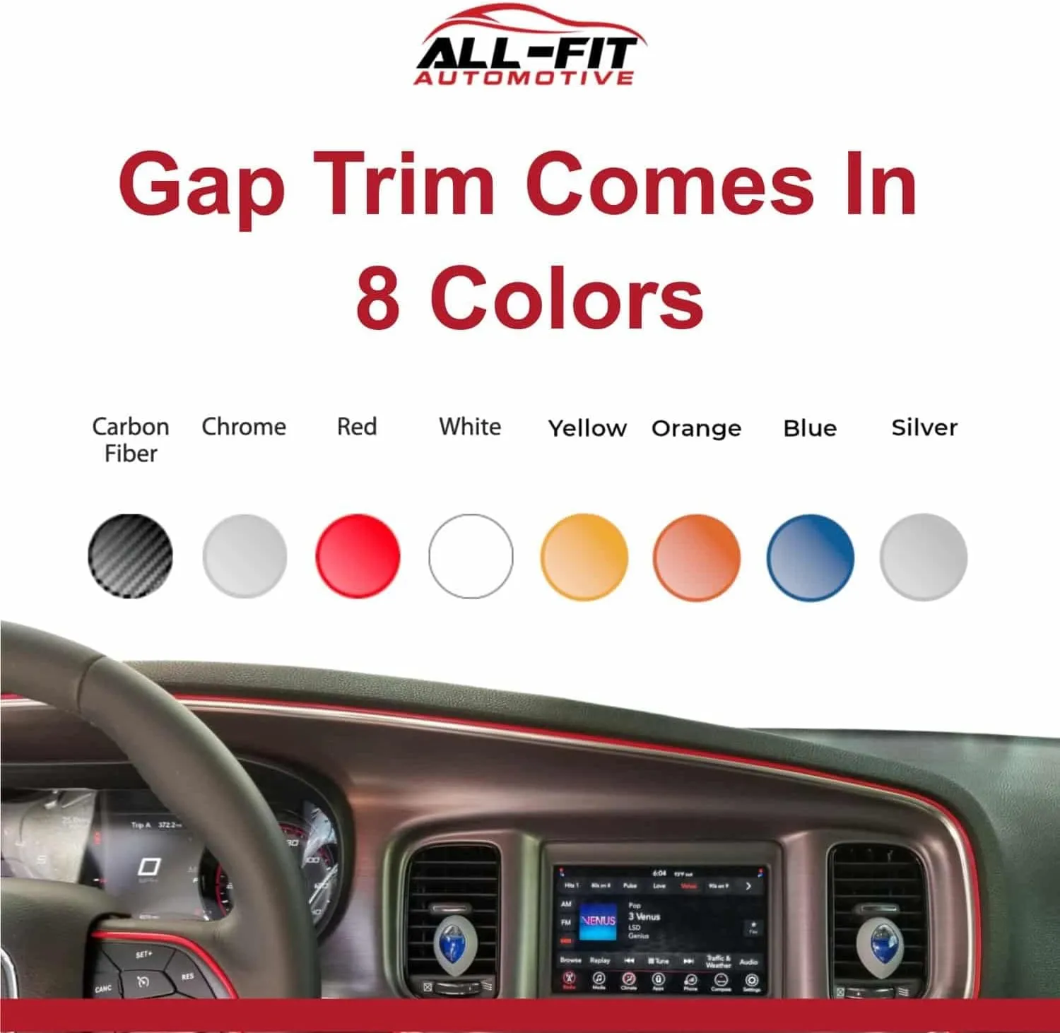 All-Fit Automotive Car Gap Filler – 10 Ft Chrome Trim Molding for Car Accessories Interior – Universal, Flexible Car Interior Accessories for Dashboards, Panels, & Air Vents – Easy DIY Installation