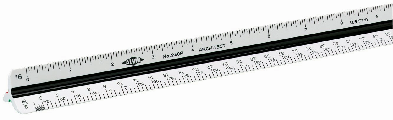 ALVIN, Architect Triangular Scale, Multipurpose Drafting Ruler for Drawing, Planning, and Design, High Impact Plastic - 12 Inch, White
