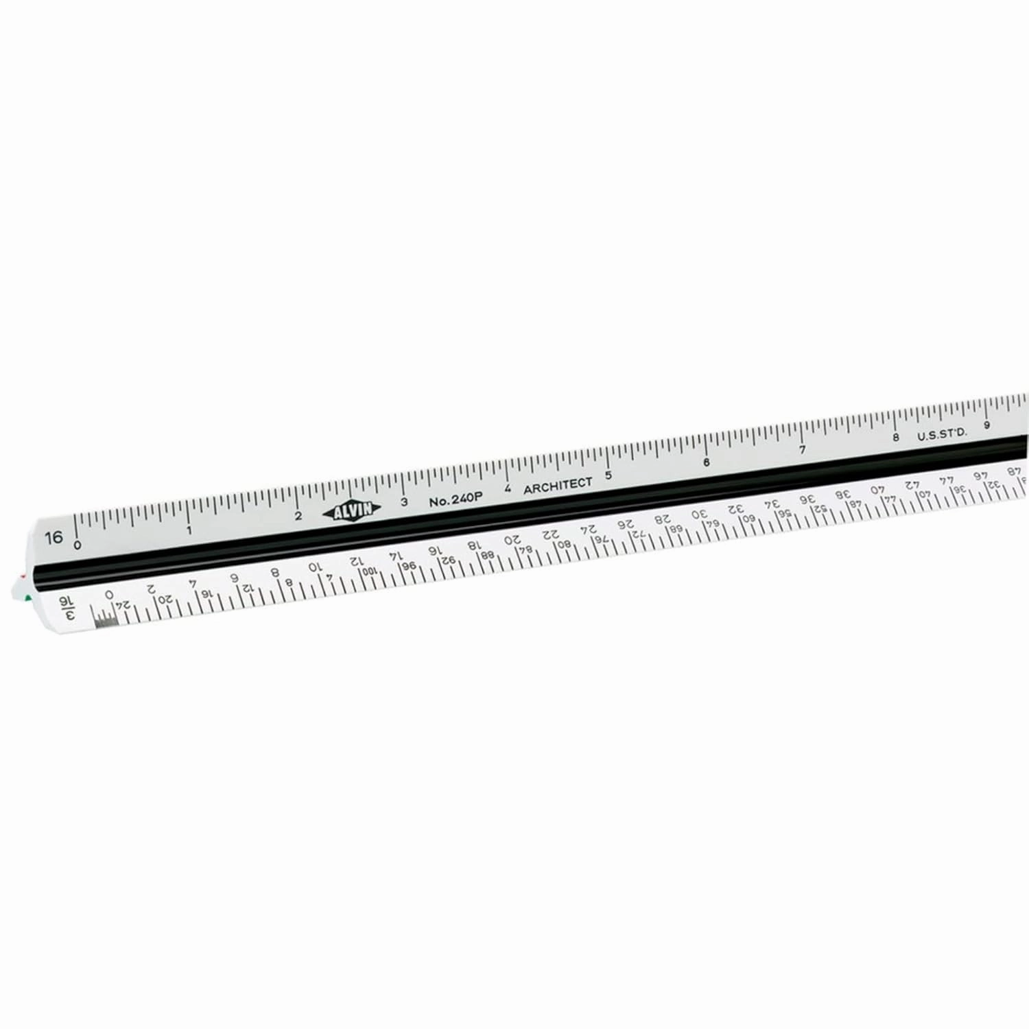 ALVIN, Architect Triangular Scale, Multipurpose Drafting Ruler for Drawing, Planning, and Design, High Impact Plastic - 12 Inch, White