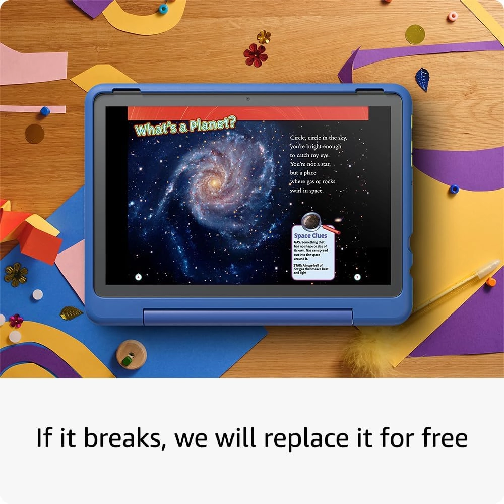 Amazon Fire HD 10 Kids Pro tablet (newest model) ages 6-12. Bright 10.1" HD screen, includes ad-free content, robust parental controls, 13-hr battery and slim case for older kids, 32 GB, Nebula
