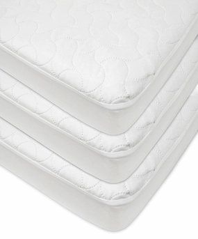 American Baby Company 3 Pack Waterproof Fitted Crib and Toddler Mattress Protector, Quilted and Noiseless Crib & Toddler Mattress Pad Cover, White, 52"x28"x9"