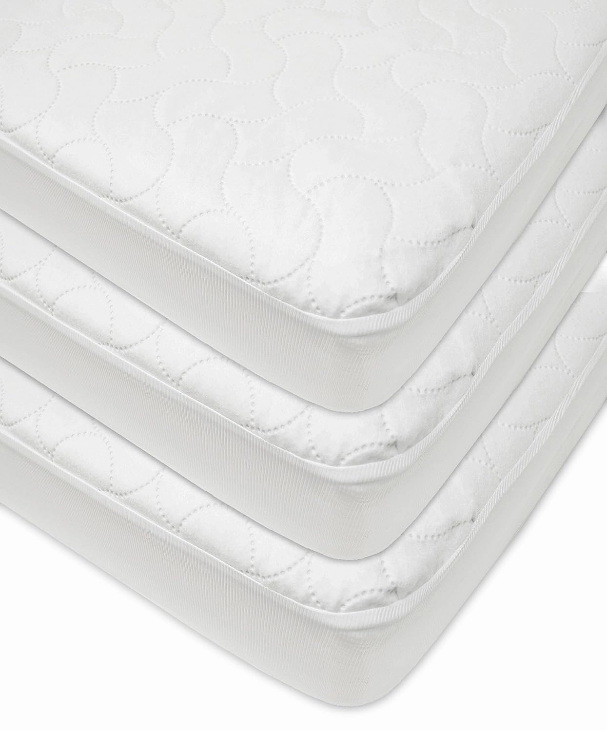 American Baby Company 3 Pack Waterproof Fitted Crib and Toddler Mattress Protector, Quilted and Noiseless Crib & Toddler Mattress Pad Cover, White, 52"x28"x9"