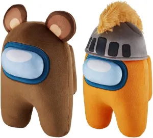 Among Us Knighted Knight & Unbearable Bear Plush Buddies Doll Brown Orange 12"