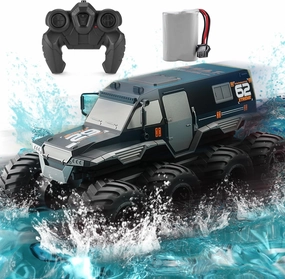 Amphibious RC Truck 1: 12 8WD, 2.4G Off Road Waterproof Large Remote Control Car for Boys, All Terrain RC Car Toys for 7 8 9 10 11 12 Year Old Boys/Girls 4 , Gift Birthday Christmas -Black
