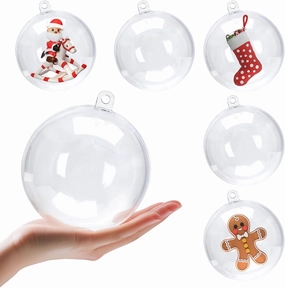 AMS 10pcs DIY Clear Thickeness Acrylic Fillable Balls, Plastic Clear Plastic Ornaments Balls Fillable Wedding Christmas Holiday Party Decor (4.72‘’, Clear)