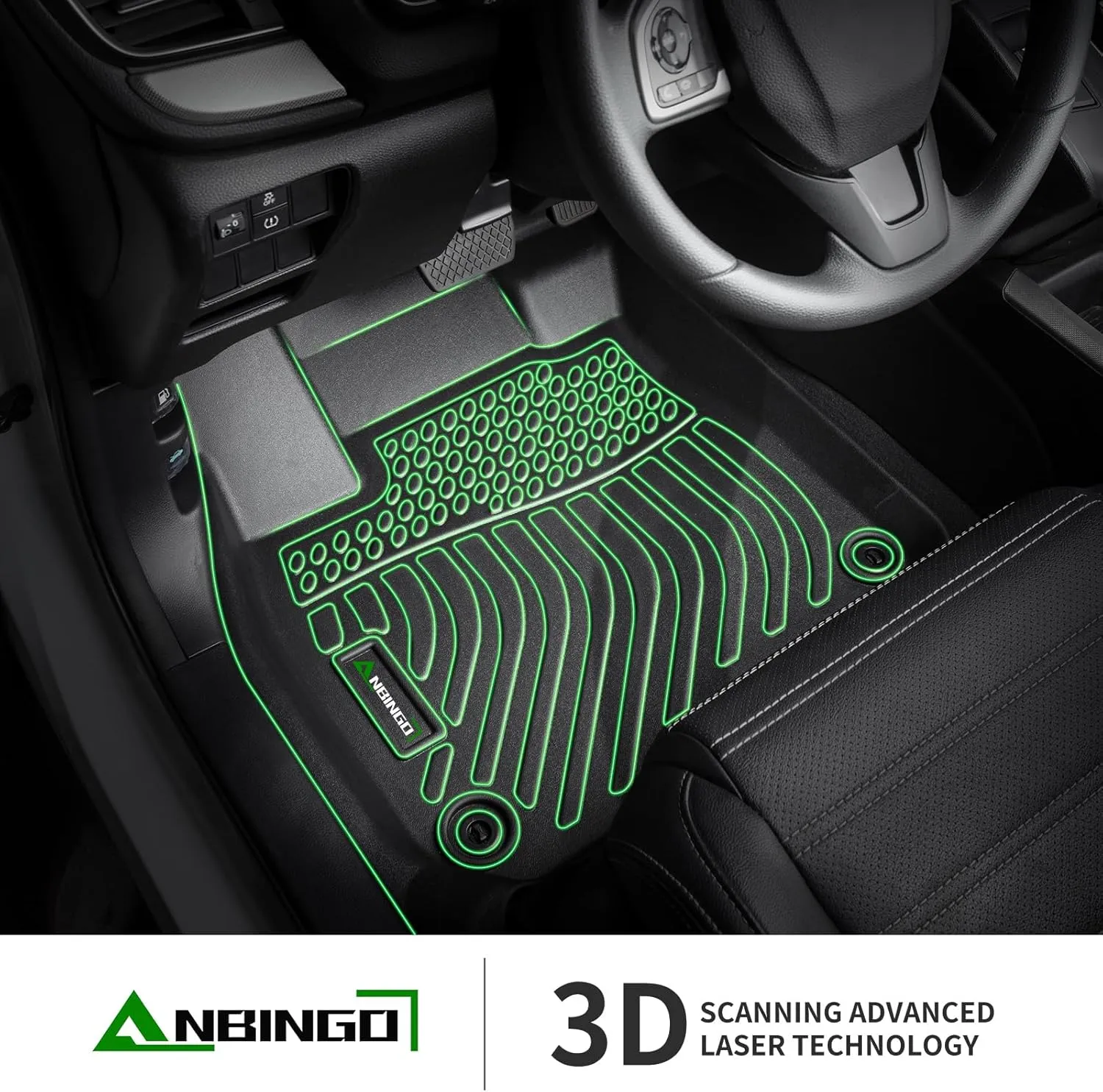 ANBINGO®-Floor Mats for Toyota Prius 2016-2022, Fits Toyota Prius Prime 2017-2021, (Not fit Prius C & Prius V) - All Weather Protection TPE Car Floor Liners 1st & 2nd Row Accessories Black
