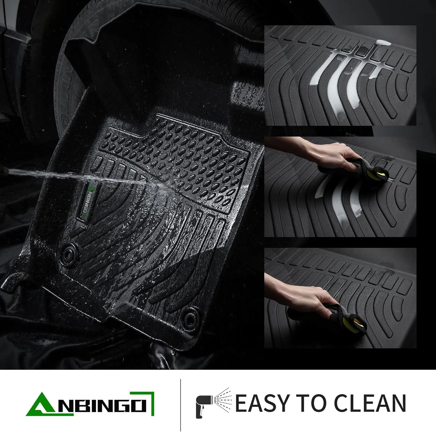 ANBINGO®-Floor Mats for Toyota Prius 2016-2022, Fits Toyota Prius Prime 2017-2021, (Not fit Prius C & Prius V) - All Weather Protection TPE Car Floor Liners 1st & 2nd Row Accessories Black