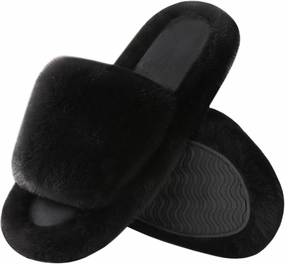 Ankis Comfy Women's Plush Slippers - Cute Chic Versatile Pretty Platform, Open Toe, Non-slip House Fluffy Fuzzy Slippers for Women Indoor Outdoor, All Seasons