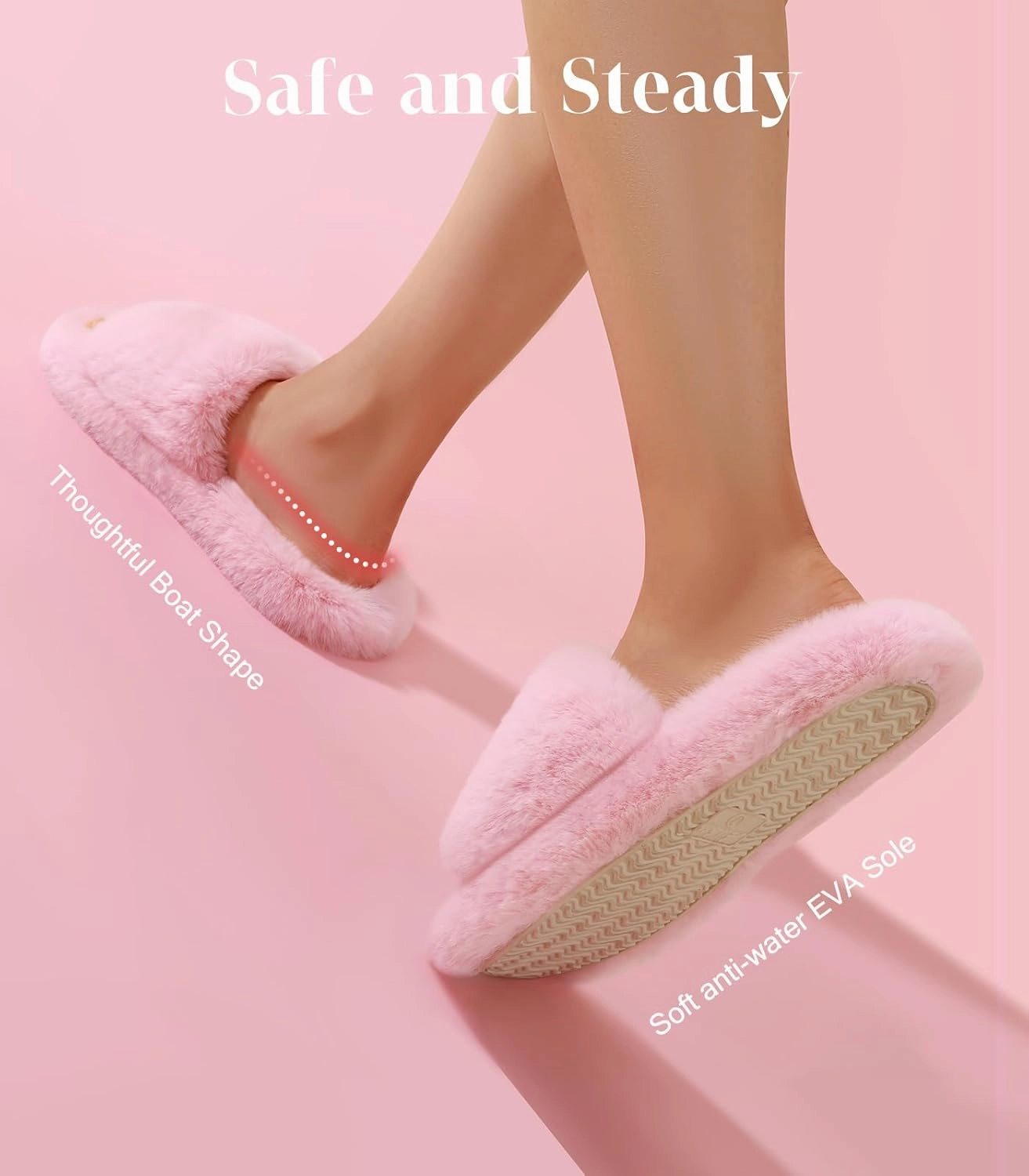 Ankis Comfy Women's Plush Slippers - Cute Chic Versatile Pretty Platform, Open Toe, Non-slip House Fluffy Fuzzy Slippers for Women Indoor Outdoor, All Seasons