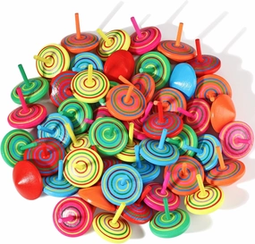 Aoriher Wood Spinning Tops for Kids, Colorful Wooden Gyroscopes Toy, Educational Kindergarten Toys, Rainbow Spin Tops for Games Party Favors Birthday Gifts(100 Pieces)