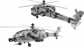 Apache Military Helicopter Metal Assembly Toy for Kids - 567pcs, Custom Tools, Easy Assembly Guide