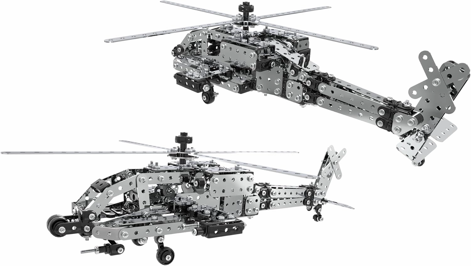 Apache Military Helicopter Metal Assembly Toy for Kids - 567pcs, Custom Tools, Easy Assembly Guide