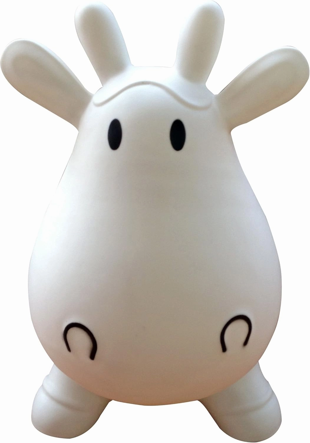 AppleRound Cow Bouncer with Air Pump, Inflatable Space Hopper, Ride-on Bouncy Animal (White)
