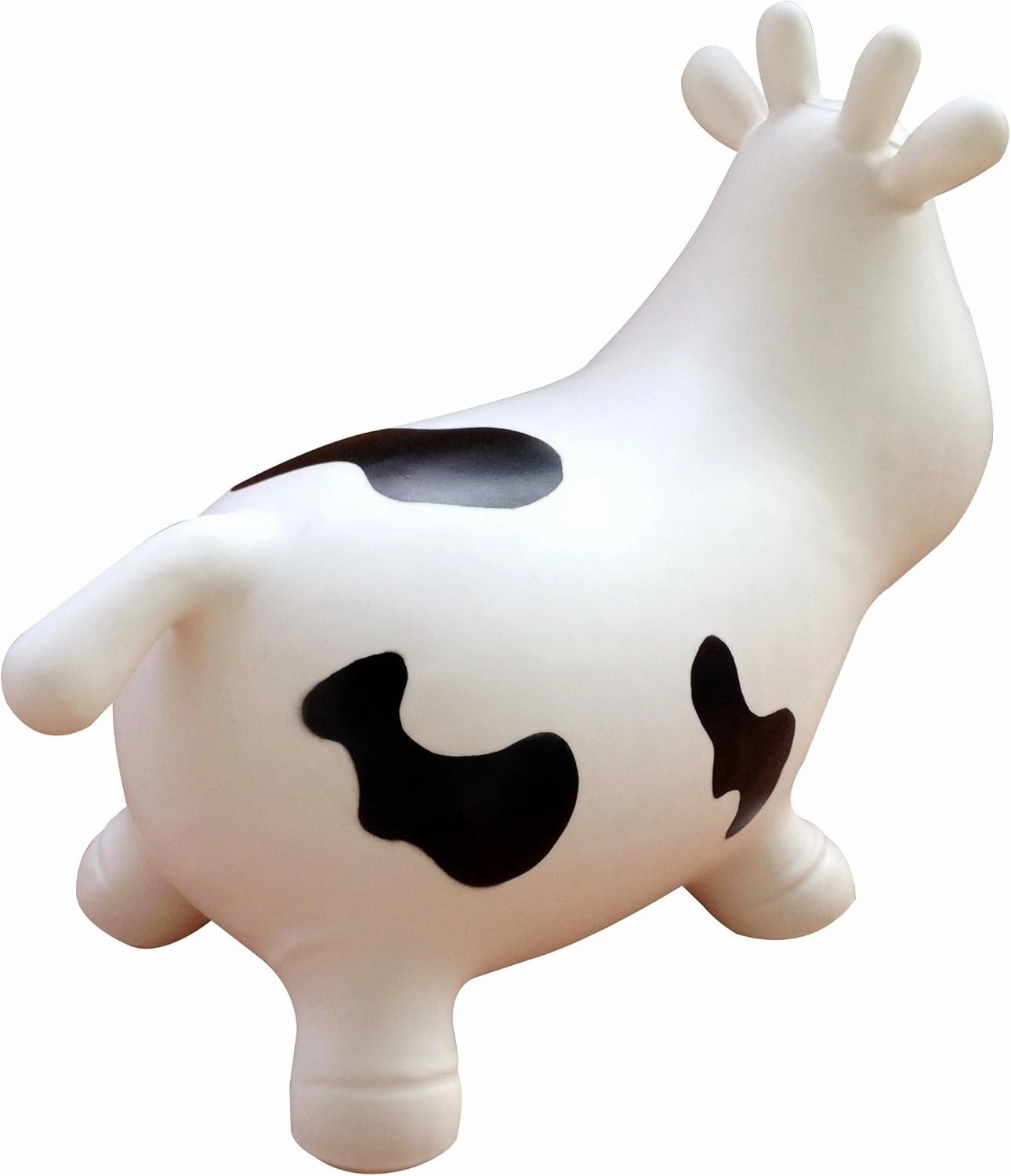 AppleRound Cow Bouncer with Air Pump, Inflatable Space Hopper, Ride-on Bouncy Animal (White)