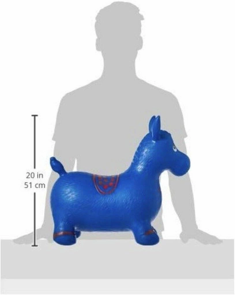 AppleRound Horse Bouncer with Hand Pump, Inflatable Space Hopper, Ride-on Bouncy Horse (Blue)