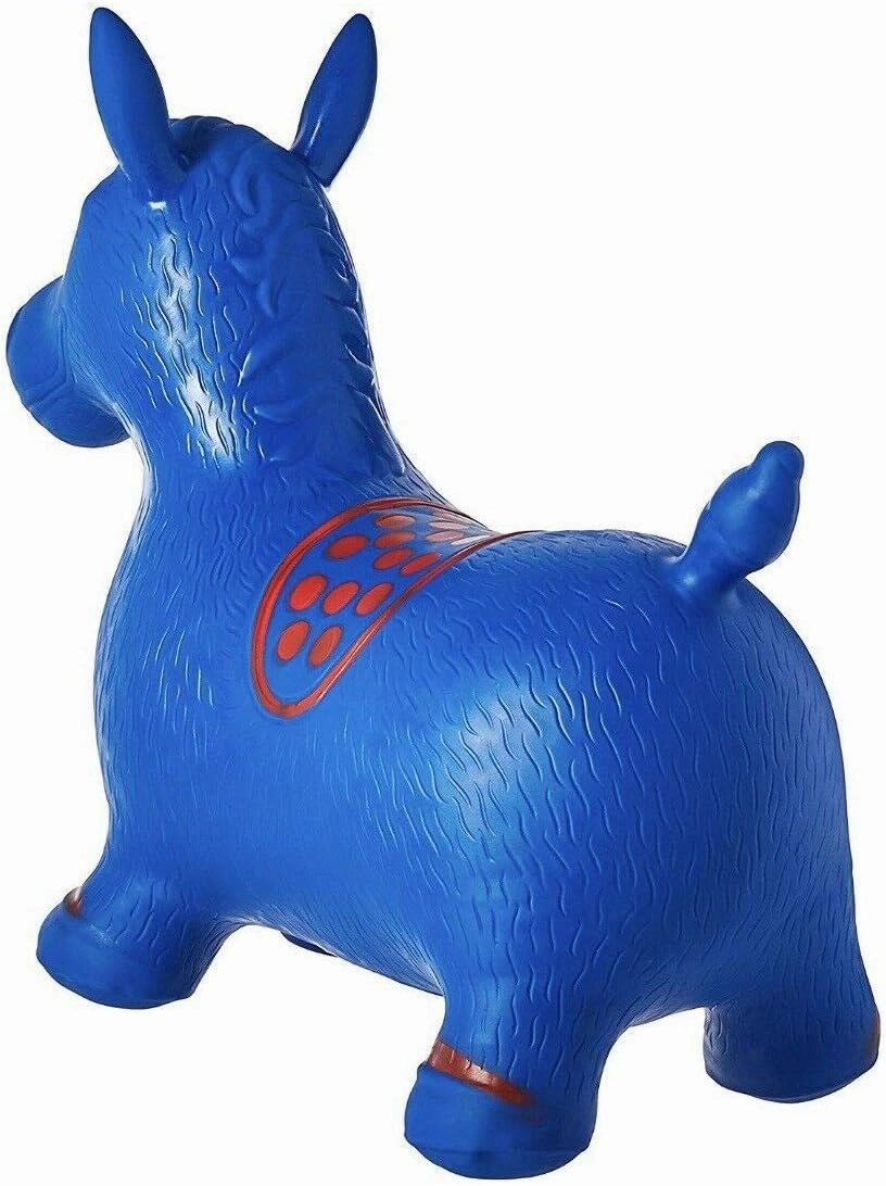 AppleRound Horse Bouncer with Hand Pump, Inflatable Space Hopper, Ride-on Bouncy Horse (Blue)