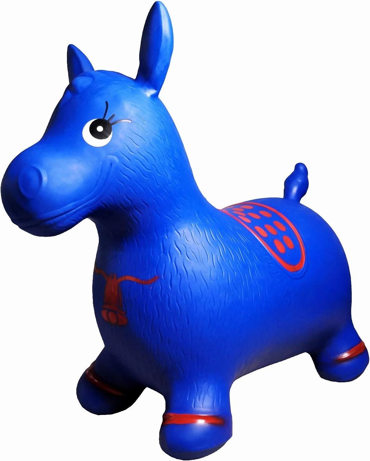 AppleRound Horse Bouncer with Hand Pump, Inflatable Space Hopper, Ride-on Bouncy Horse (Blue)