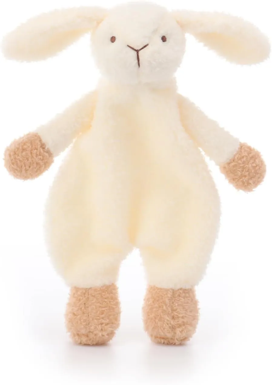 Apricot Lamb Stuffed Animals Security Blanket White Bunny Rabbit Infant Nursery Character Blanket Luxury Snuggler Plush(White Bunny, 10 Inches)