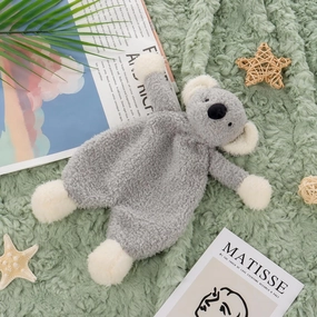 Apricot Lamb Stuffed Animals Security Blanket Gray Koala Infant Nursery Character Blanket Luxury Snuggler Plush(Gray Koala, 10 Inches)