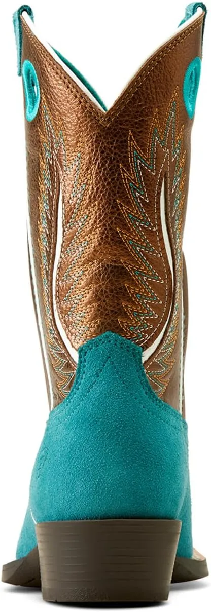 ARIAT Kids Futurity Ft. Worth Teal Suede Western Boot