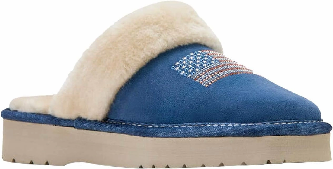 ARIAT Women's Indoor/Outdoor Warm Comfortable Jackie Square Toe Exotic Platform Stack Slippers with Suede Leather Uppers