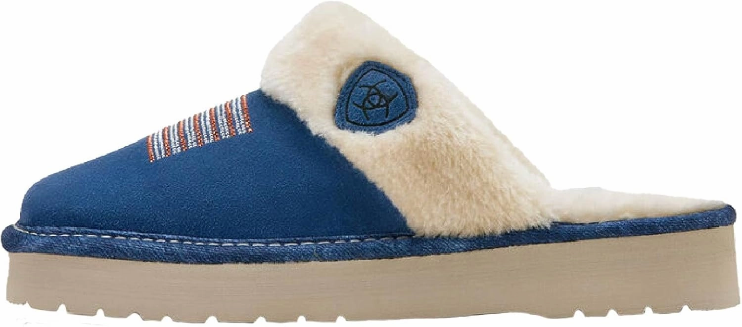 ARIAT Women's Indoor/Outdoor Warm Comfortable Jackie Square Toe Exotic Platform Stack Slippers with Suede Leather Uppers