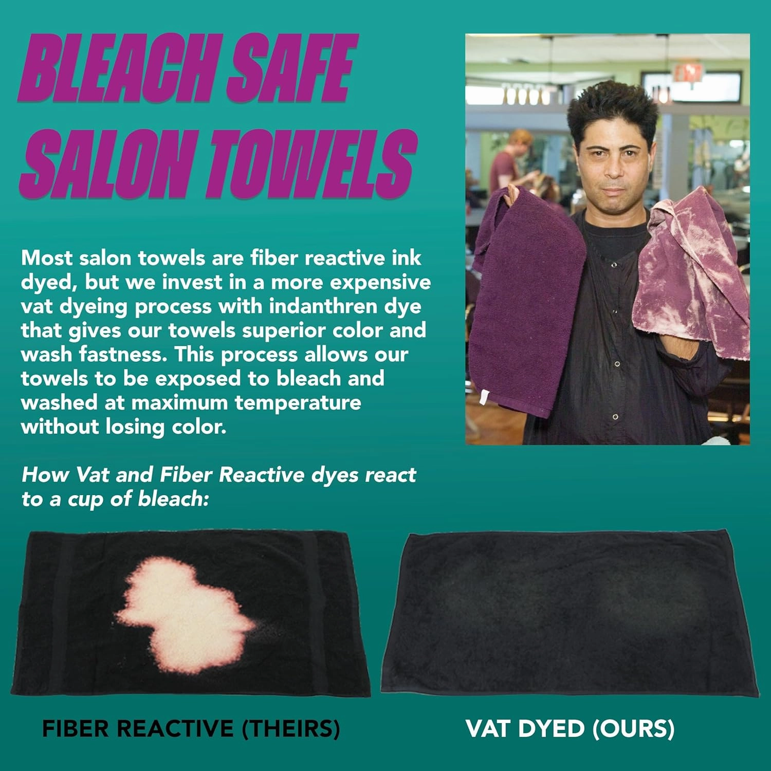 Arkwright Bleach Proof Salon Towels - Pack of 12 - Highly Absorbent, 100% Cotton, Quick Dry Spa Face Towel for Hair Stylist, Barber, Pedicure, and Esthetician, 16 x 28 in, Black